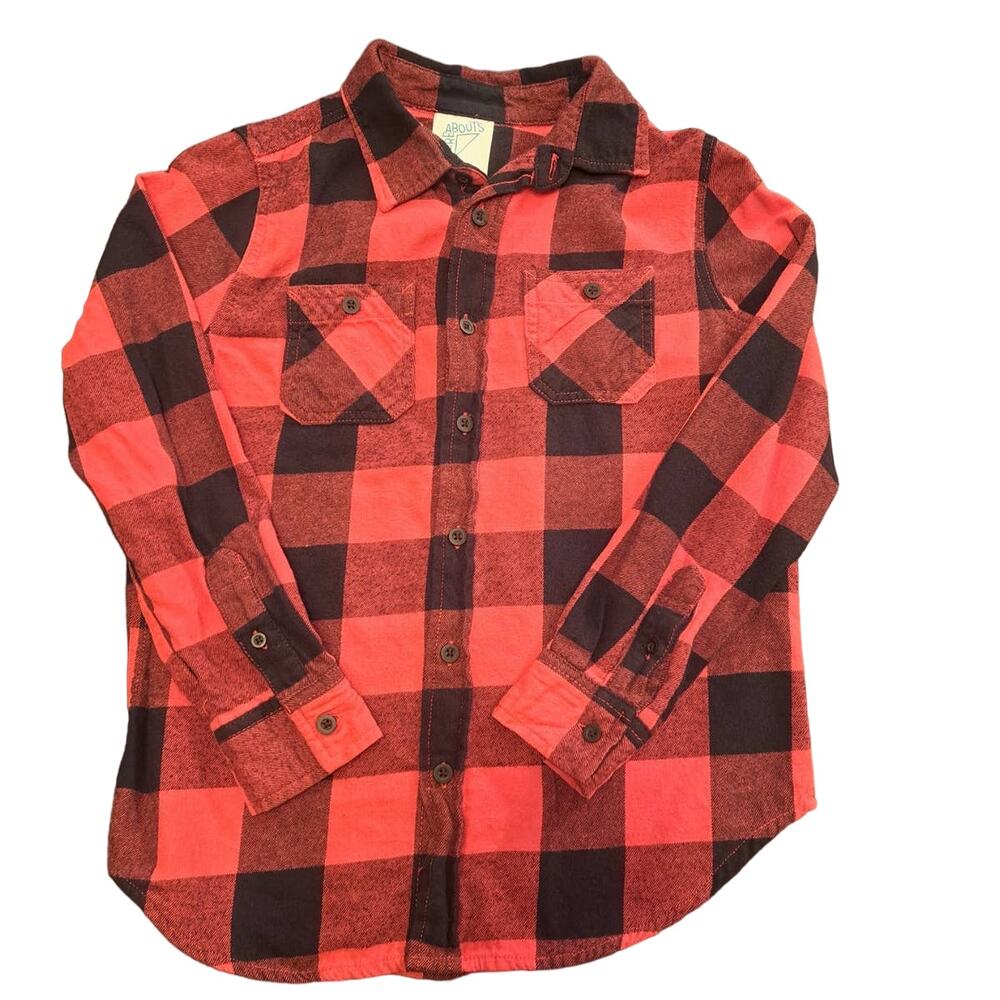 Boys (10/12) Thereabouts Red & Black Plaid Flannel Shirt